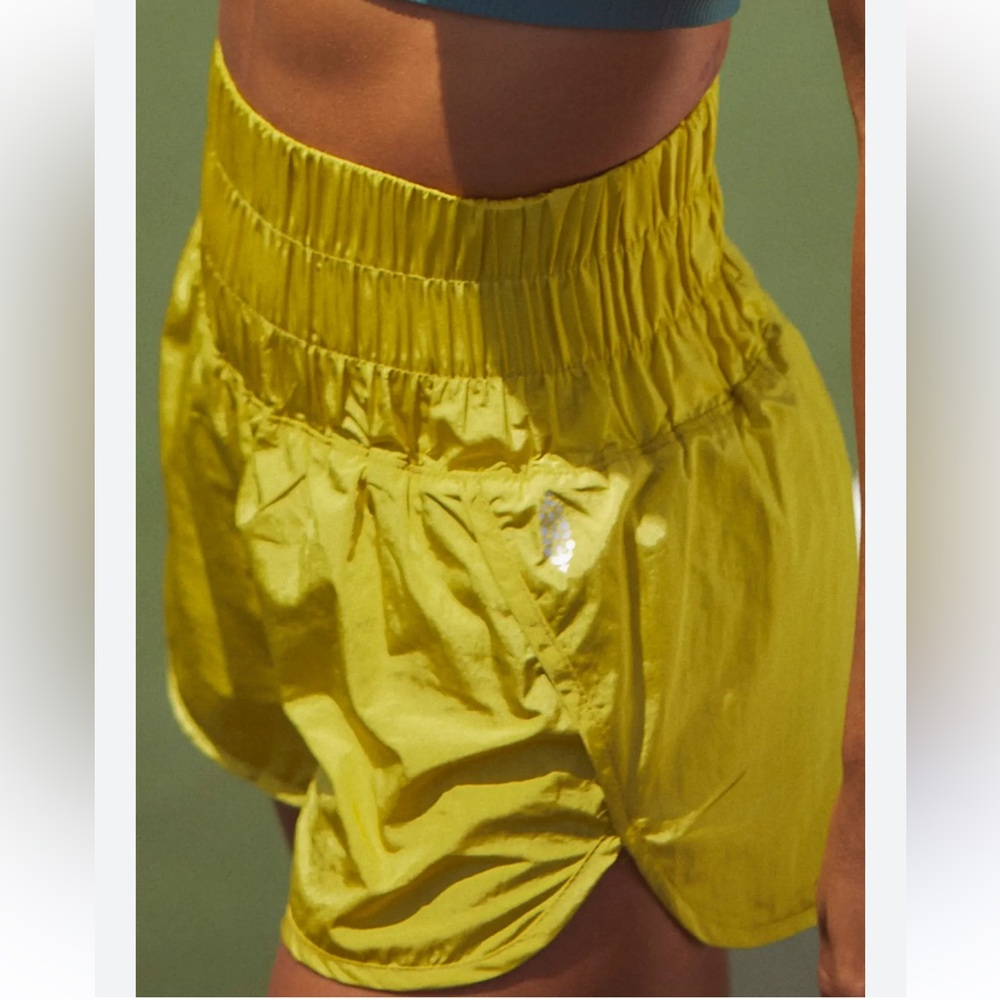 Free People FP Movement The Way Home Shorts Lined Pomelo Yellow High Waist-M